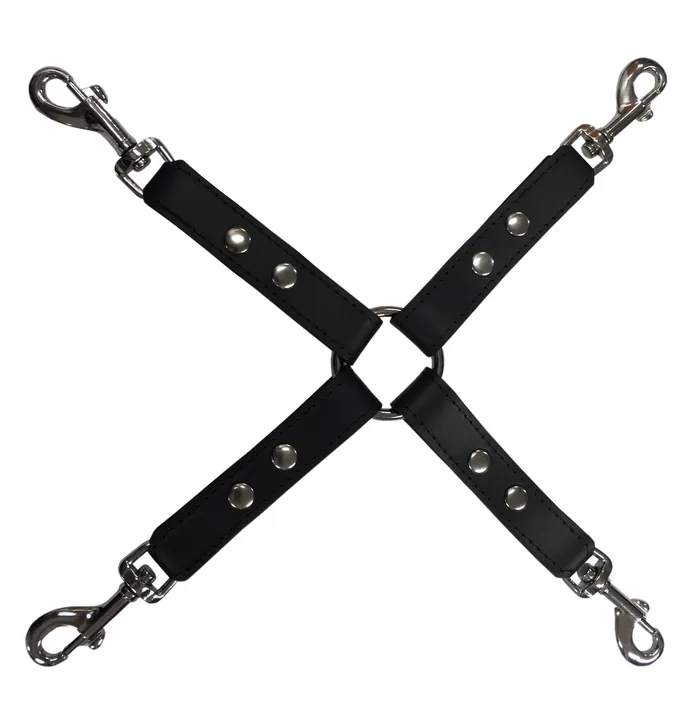 Kiotos Restraints Kiotos Leather Hogtie Bondage Riem Met Studs En Karabijnhaken Zwart