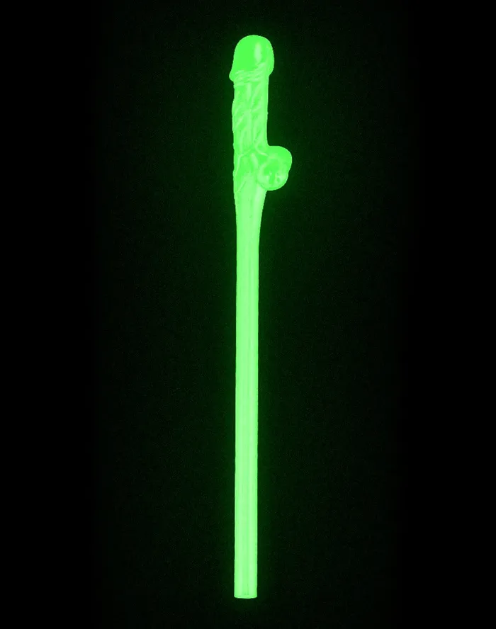 Lovetoy Dildos | Lovetoy - Herbruikbare Piemel Drinkrietjes - Glow In The dark