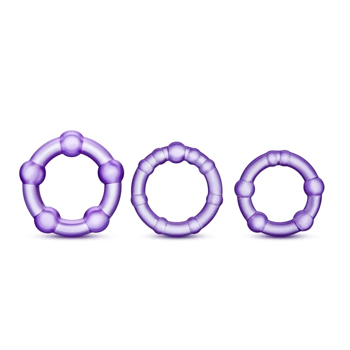 Anal Blush Novelties Stay Hard Beaded Cockrings 3 Pack Purple