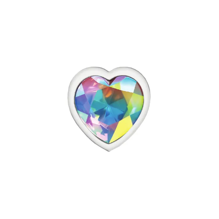 Anal | Viben Cheeky Charms - Silver Metal Butt Plug - Heart - Clear - Medium