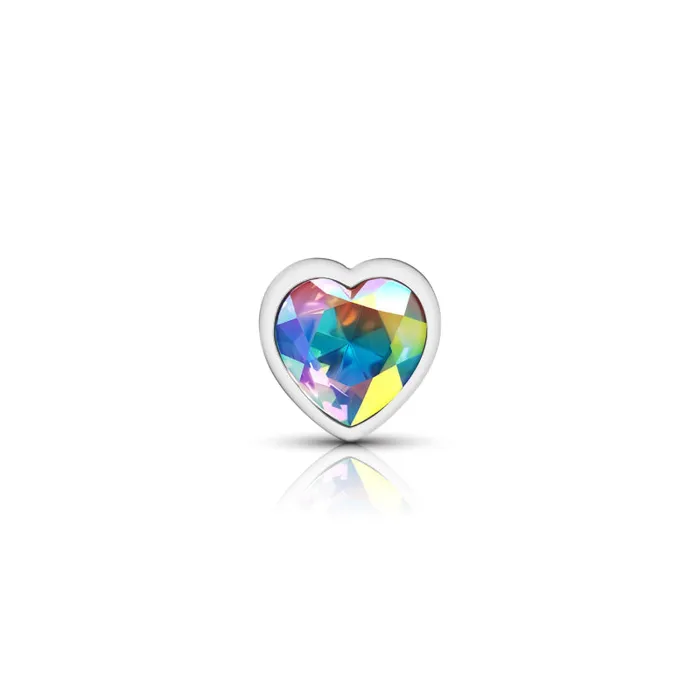 Anal | Viben Cheeky Charms - Silver Metal Butt Plug - Heart - Clear - Medium