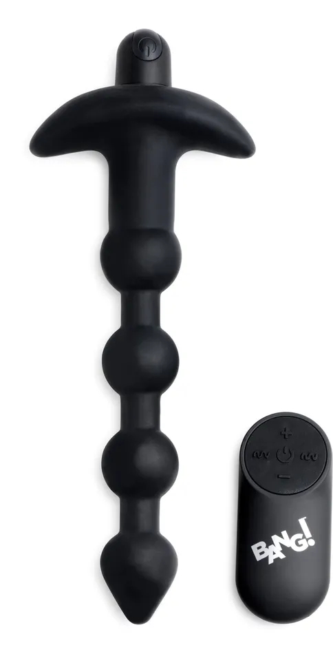 Bang Vibrating Silicone Anal Beads and Remote Black XR Brands Bang Anal