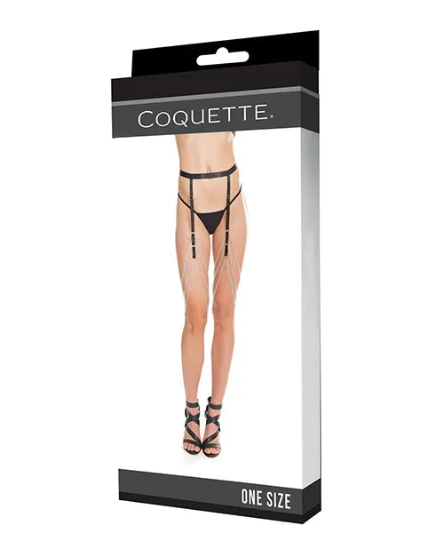 Coquette International Vibrators | Coquette Darque Elastic & Chain Garterbelt Bk O/s