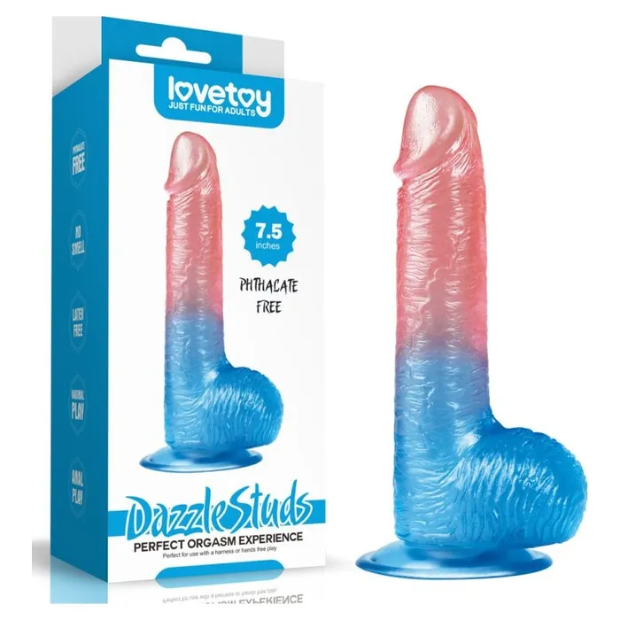 Dazzle Studs Dildo 75in PinkBlue Lovetoy Vibrators