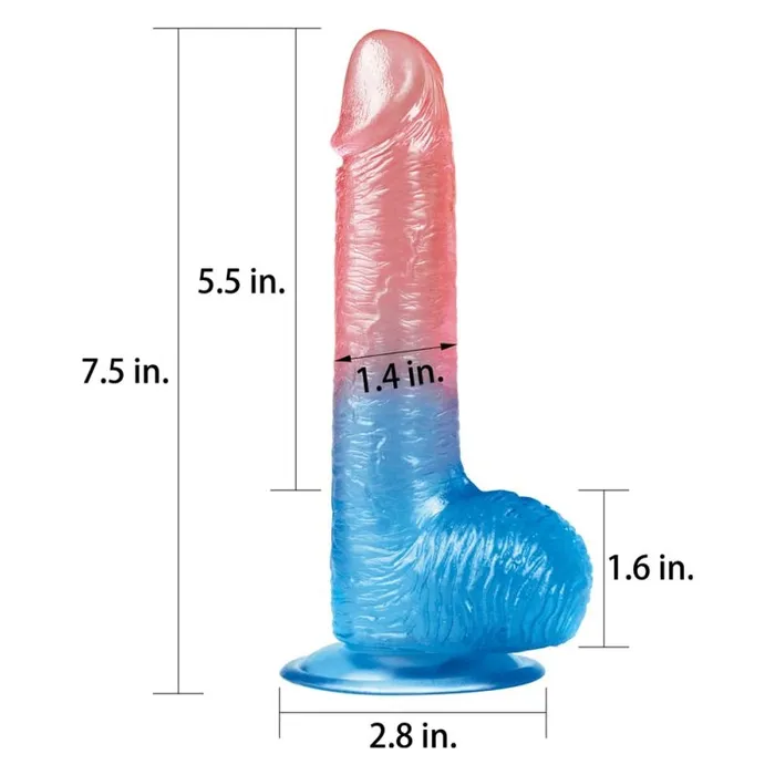 Dazzle Studs Dildo 7.5in Pink/Blue | Lovetoy Vibrators