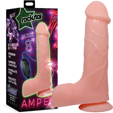 Dildos Celebrity KnightsRockstar Buzz 8 AMPED Buzz Vibrating Dongs Dildo Flesh 203 cm 8 Dong