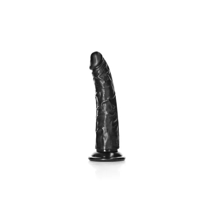 Dildos | REALROCK Realistic Slim Dildo without Balls - 15.5 cm-(rea113blk) - Shots Toys