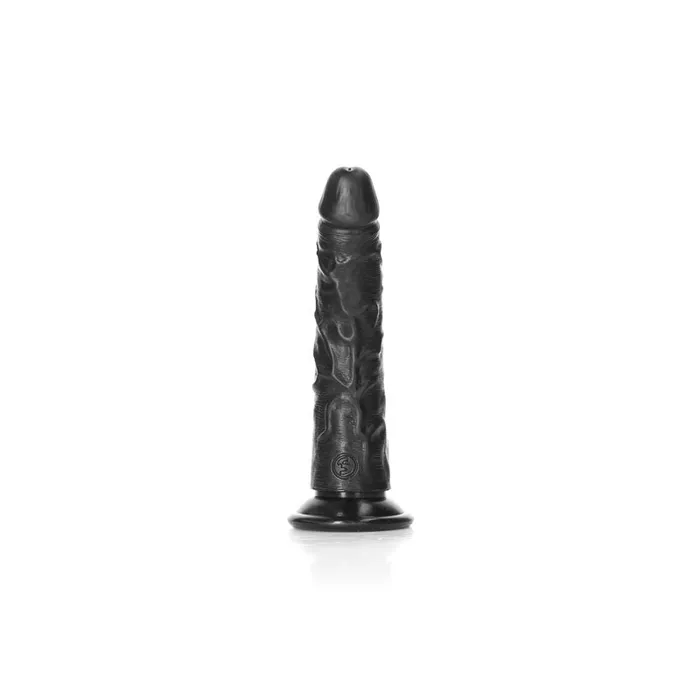 Dildos | REALROCK Realistic Slim Dildo without Balls - 15.5 cm-(rea113blk) - Shots Toys