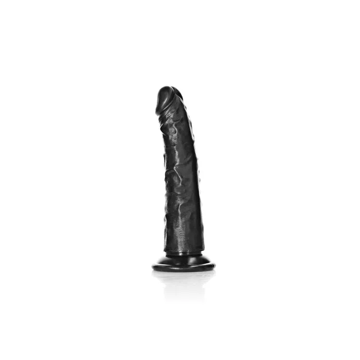 Dildos | REALROCK Realistic Slim Dildo without Balls - 15.5 cm-(rea113blk) - Shots Toys