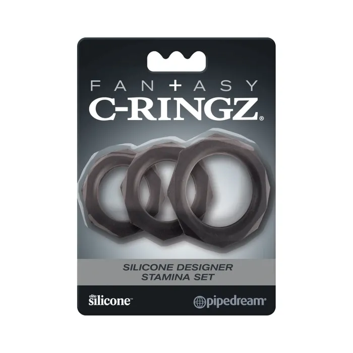 Fantasy C-Ringz Silicone Designer Stamina Set  Black | Pipedream Anal