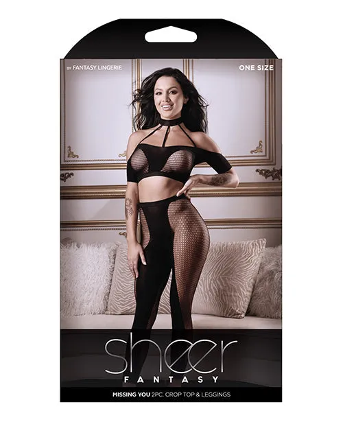 Fantasy Lingerie Anal | Sheer Fantasy Missing You Opaque & Net Off Should Top W/leggings Black O/s