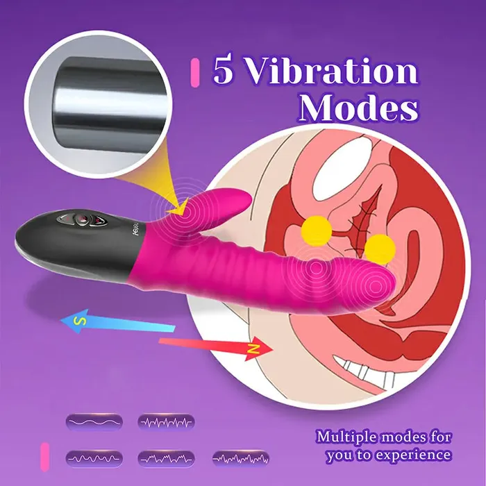 Female Sex Toys | Lovetoyshub 5 Modes Vibrating Silicone Heating Thrusting Vibrator