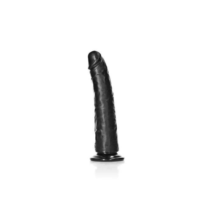 Female Sex Toys | Shots Toys REALROCK Realistic Slim Dildo with Suction Cup - 18cm-(rea114blk)