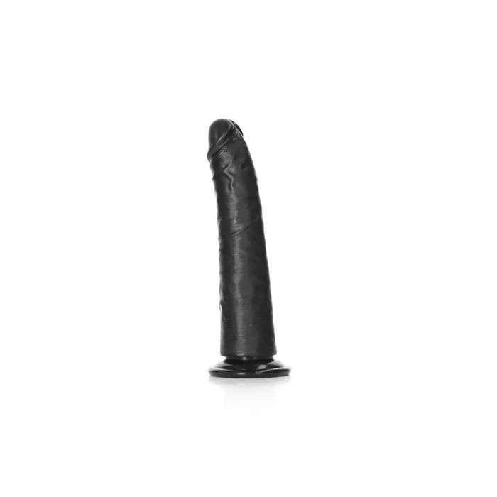 Female Sex Toys | Shots Toys REALROCK Realistic Slim Dildo with Suction Cup - 18cm-(rea114blk)