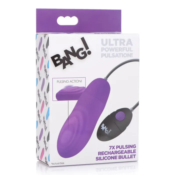 Female Sex Toys | Xr Brands Bang 7x Pulsing Rechargeable Silicone Bullet- Purple