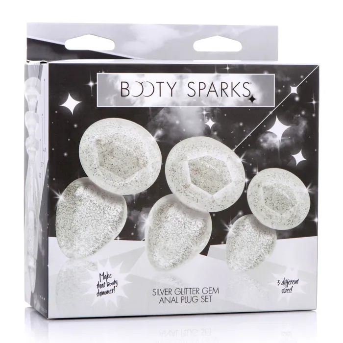 Glitter Gem Anal Plug Set - Silver | Xr Brands Booty Sparks Anal