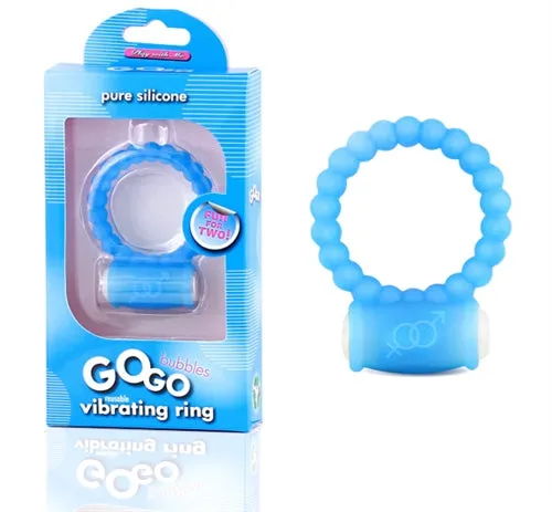 Gogo Bubble Vibrating Ring Blue Blush Novelties Male Sex Toys