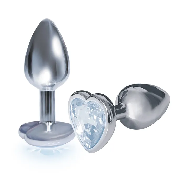 Icon Brands Anal The 9s the Silver Starter Heart Bejeweled Stainless Steel Plug Diamond