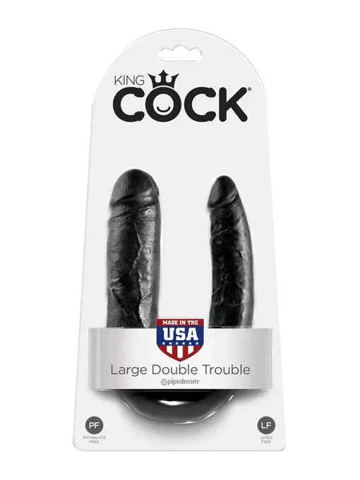 King Cock Ushaped Large Double Trouble Black Large Double Penetrator Dong Pipedream Dildos