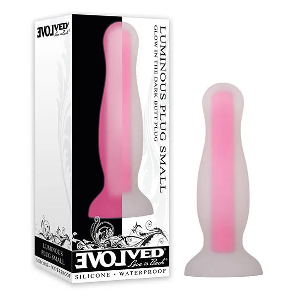 Luminous Plug Small Glow In The Dark Pink Small 105 cm Butt Plug Evolved Anal