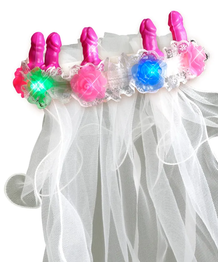 Male Sex Toys Bachelorette Party Favors LightUp Pecker Veil Pipedream