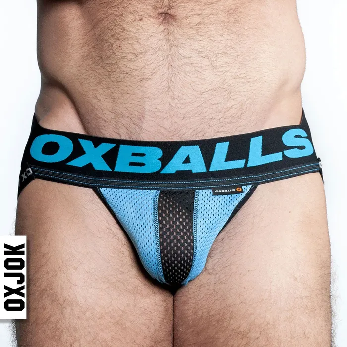 OXJok Anal Airmesh Upthrust SliderStrap Jock Sky Blue Large