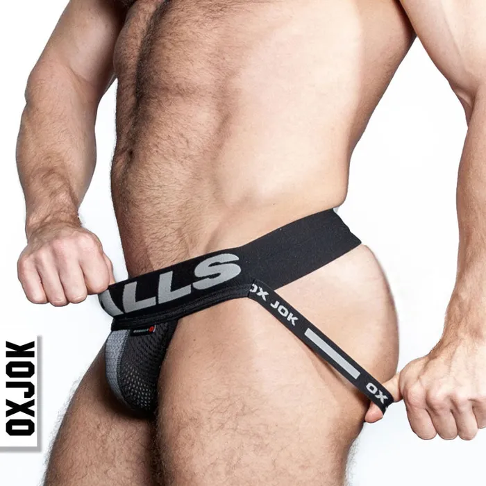 Oxjok Anal | Airmesh Upthrust Slider-Strap Jock Tar Black - Medium