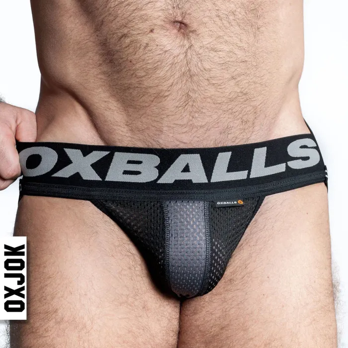 Oxjok Anal | Airmesh Upthrust Slider-Strap Jock Tar Black - Medium