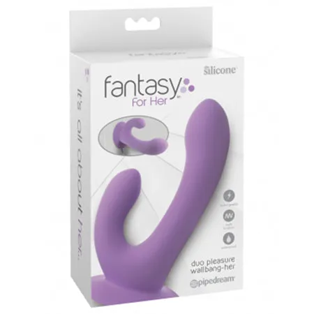 PD Products Female Sex Toys | Pipedream Fantasy For Her Duo Pleasure Wallbang-Her Rechargeable Silicone Dual Stimulator With Suction Cup - Purple