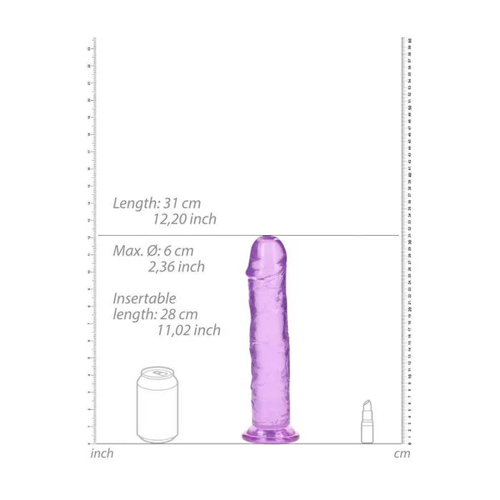 REALROCK 31 cm Straight Dildo - Purple-(rea156pur) | Shots Toys Dildos