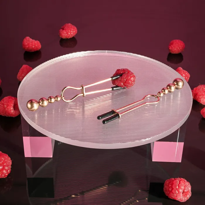 Selopa Vibrators | Selopa BEADED NIPPLE CLAMPS - Rose Gold-(sl-nc-3564-2)