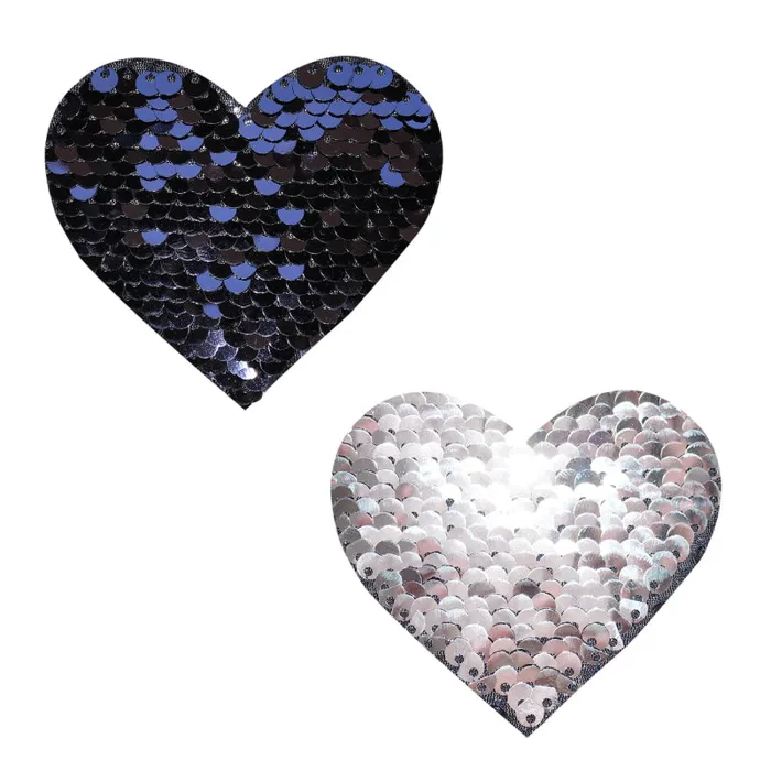 Sequin Medusa Magic Flip Black to Silver I Heart  U Nipztix Pasties | Neva Nude Anal