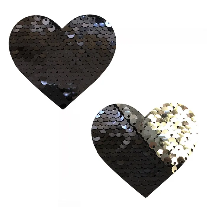 Sequin Medusa Magic Flip Black to Silver I Heart  U Nipztix Pasties | Neva Nude Anal