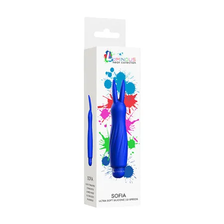 Shots America Female Sex Toys Luminous Sofia 10Speed Bullet Vibrator With Silicone Rabbit Sleeve Royal Blue