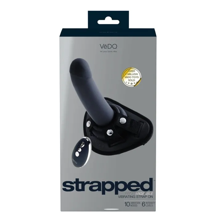 Vedo Female Sex Toys Strapped Rechargeable Strap on Black