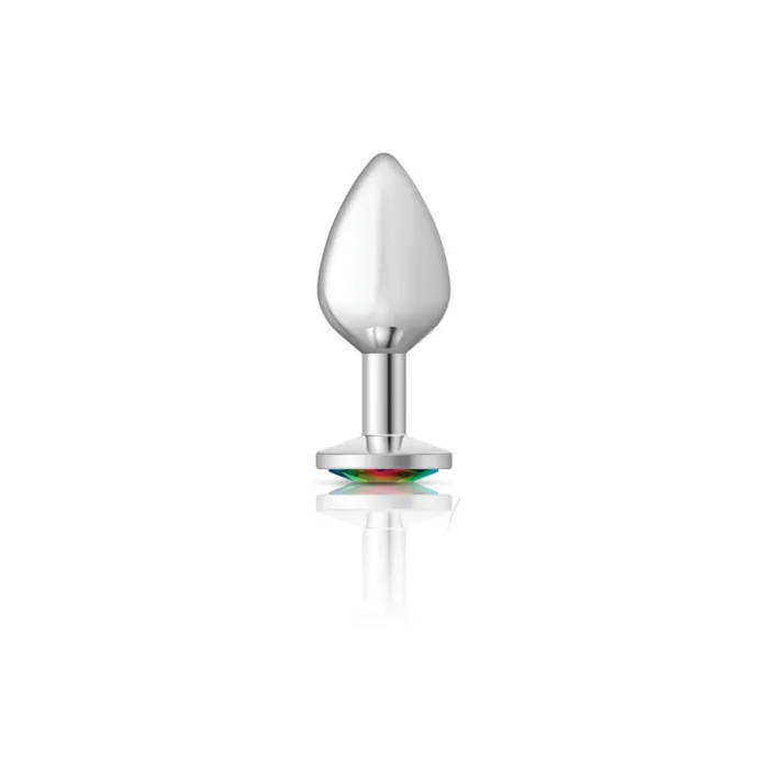 Viben Cheeky Charms - Silver Metal Butt Plug - Round - Rainbow - Medium | Anal