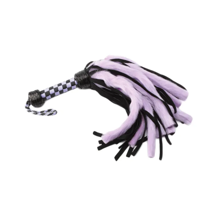 Vibrators | Ruff Doggie Styles Suede and Fluff MINI Flogger - 18" - Purple/Black