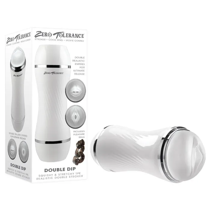 Zero Tolerance DOUBLE DIP WhiteClear 212 cm Double Ended Stroker ZEMS95292 Zero Tolerance Male Sex Toys