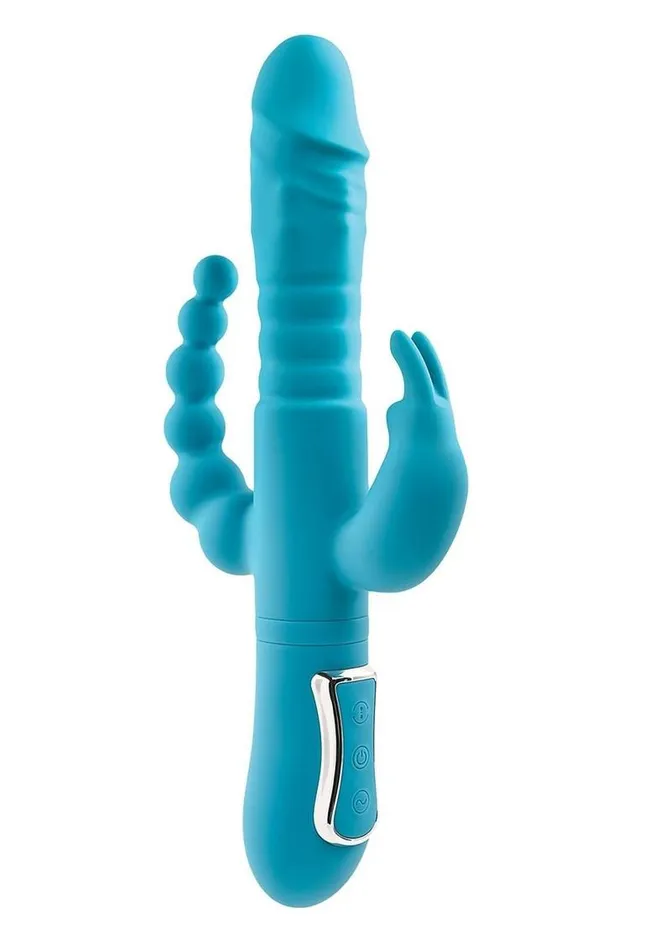 Adam and Eve Eves Thrusting Triple Joy Rechargeable Silicone Rabbit Adam and Eve Female Sex Toys