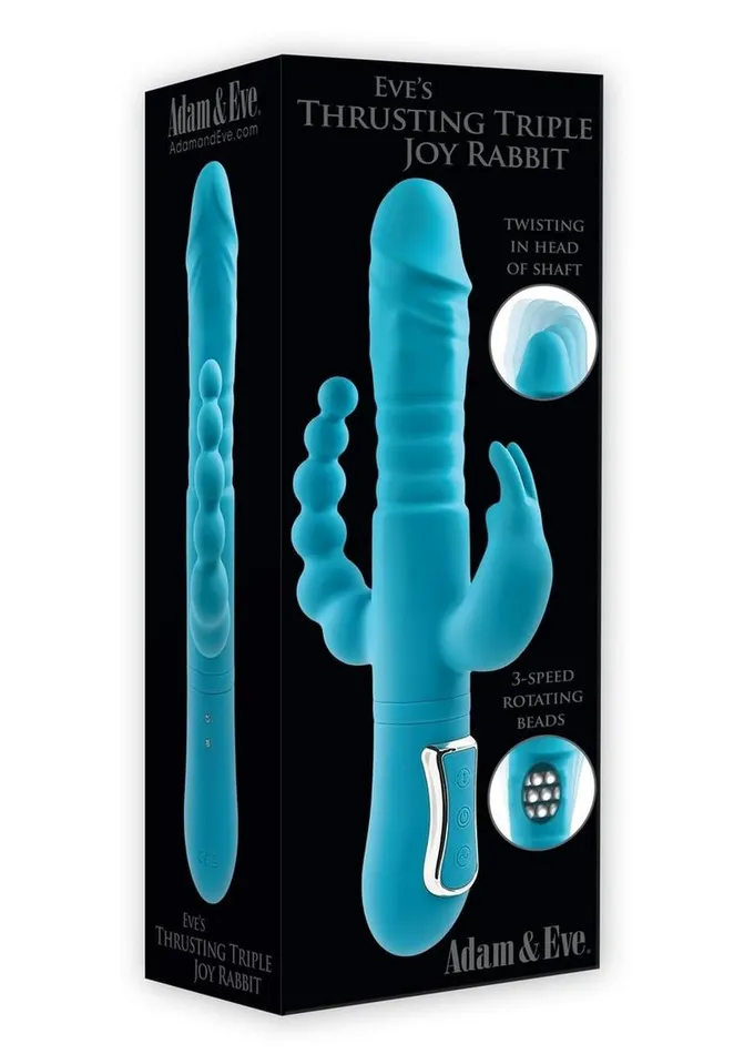 Adam and Eve Eves Thrusting Triple Joy Rechargeable Silicone Rabbit Adam and Eve Female Sex Toys