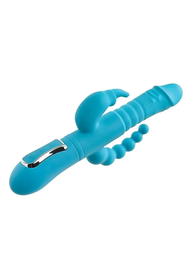 Adam and Eve Eves Thrusting Triple Joy Rechargeable Silicone Rabbit Adam and Eve Female Sex Toys