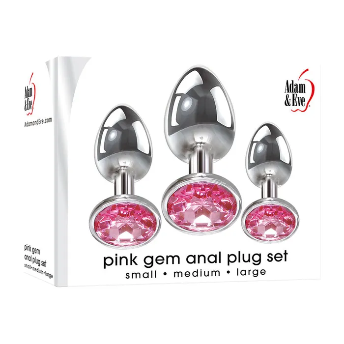 Adam Eve Anal Adam Eve Pink Gem Anal Plug Set Metallic Butt Plugs with Gems Set of 3 Sizes