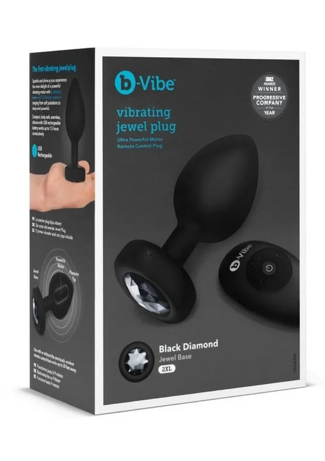 bVibe Male Sex Toys BVibe Vibrating Jewel Plug Rechargeable Silicone Anal Plug with Remote