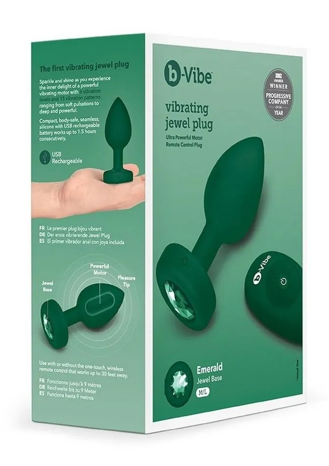 bVibe Male Sex Toys BVibe Vibrating Jewel Plug Rechargeable Silicone Anal Plug with Remote