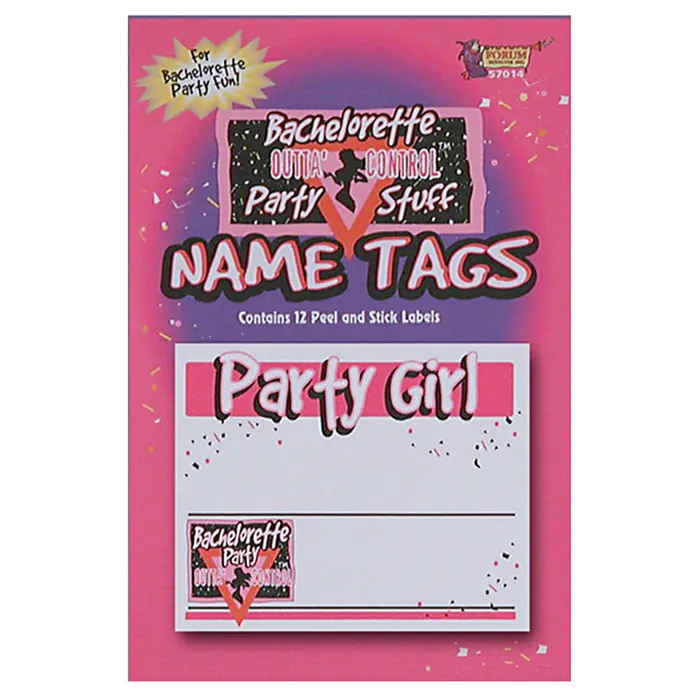 Bachelorette Name Tag Stickers 12 Forum Novelties Inc Female Sex Toys