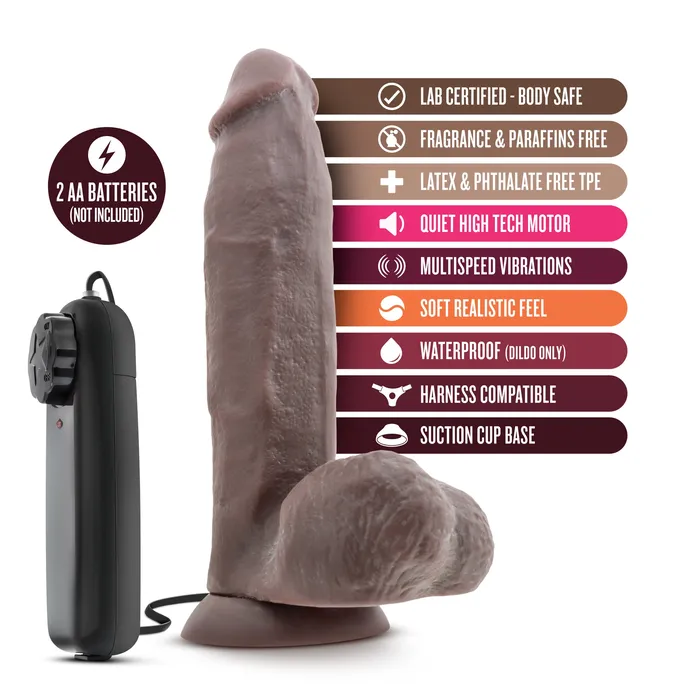 Blush Novelties X5 Plus 8 Vibrating Realistic Cock Chocolate Female Sex Toys