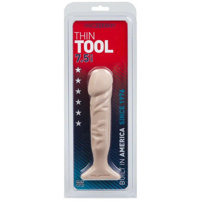 Dildos Doc Johnson Tool Thin 75inx 15in WBase Flesh