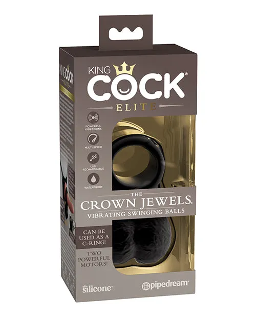 Dildos King Cock Elite The Crown Jewels Vibrating Swinging Balls Black Pipedream Products