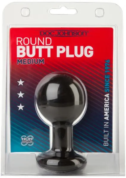 Doc Johnson Anal Round Butt Plug Medium Black