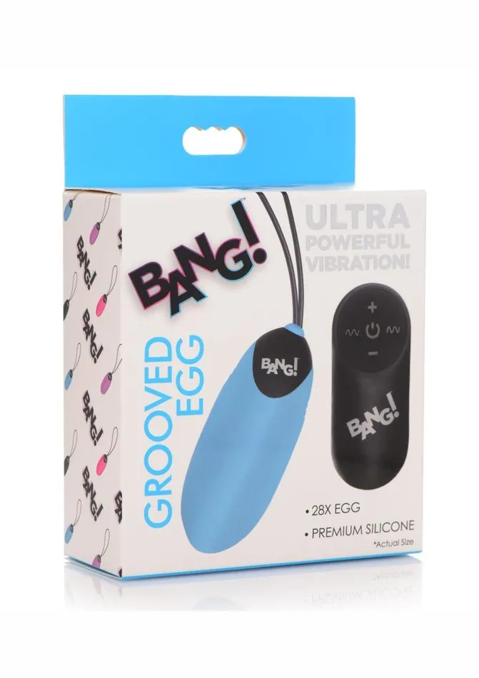 Female Sex Toys Bang 28x Grooved Rechargeable Silicone Egg with Remote Control BANG